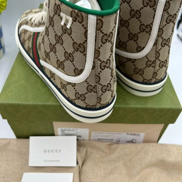 Men's Gucci tennis 1977 high top sneakers size 11 made in Italy - Picture 7 of 12